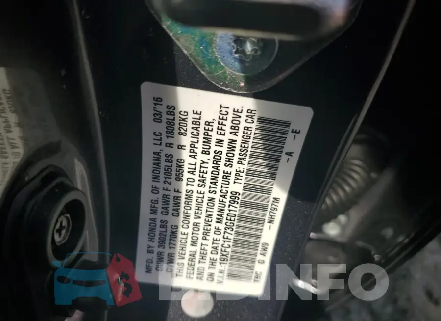 19XFC1F73GE017999 Photo# 12