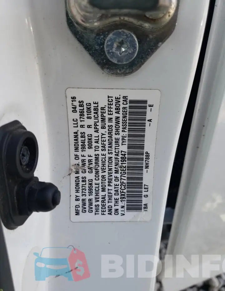 19XFC2F77GE219847 Photo# 12