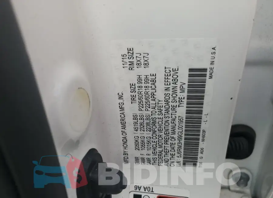 5J6RM3H99GL001957 Photo# 12