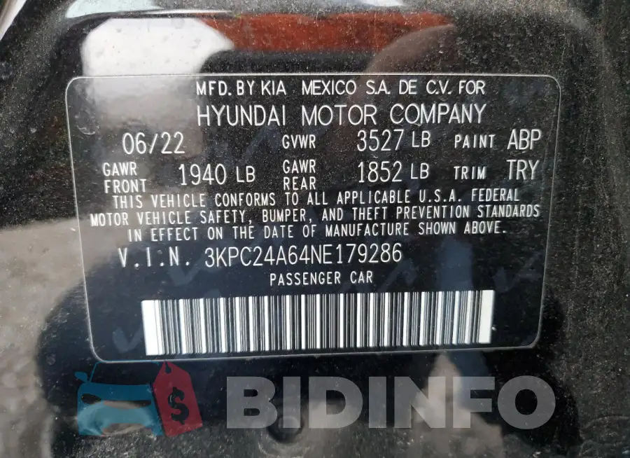 3KPC24A64NE179286 Photo# 13