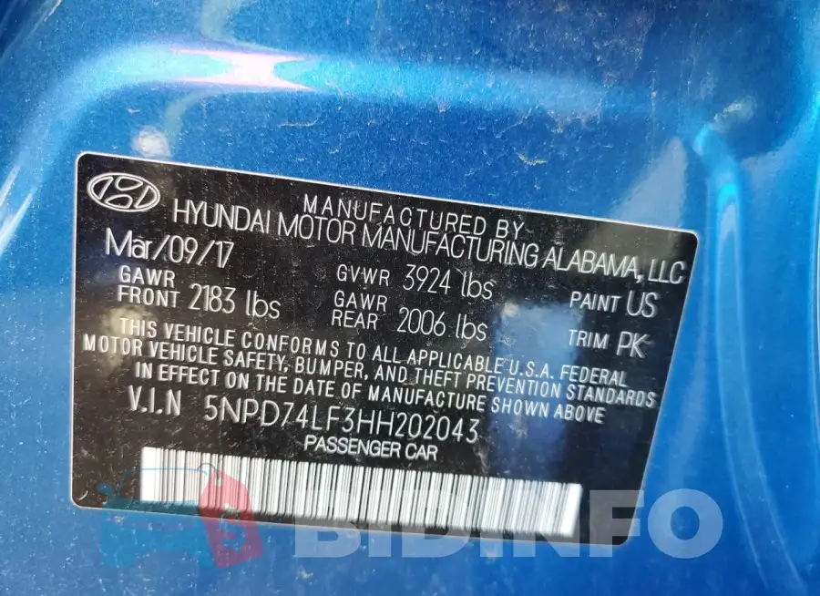 5NPD74LF3HH202043 Photo# 13