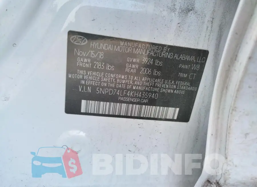 5NPD74LF4KH435940 Photo# 12