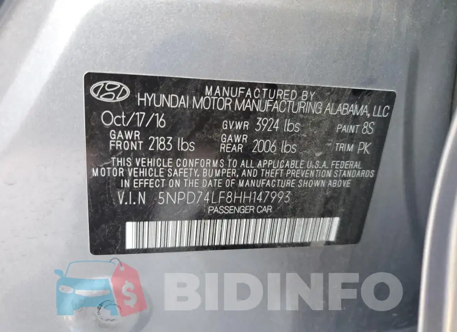 5NPD74LF8HH147993 Photo# 12