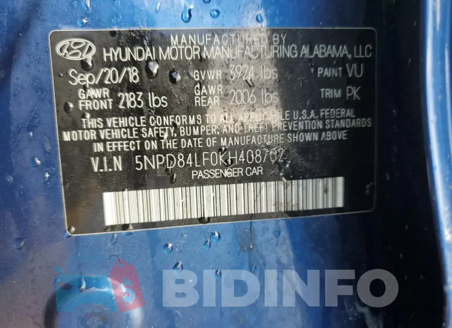 5NPD84LF0KH408702 Photo# 12