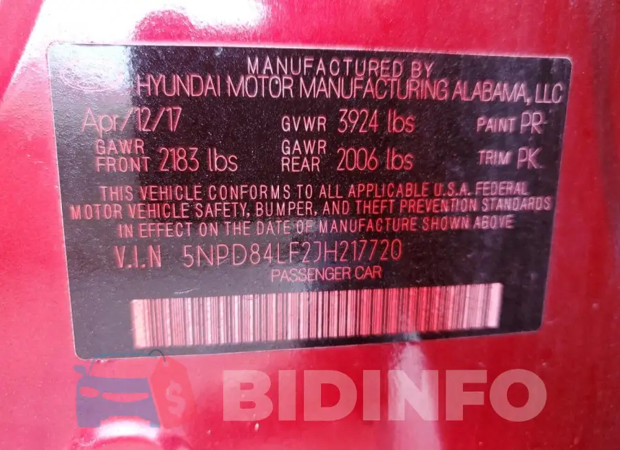5NPD84LF2JH217720 Photo# 12