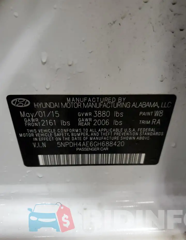 5NPDH4AE6GH688420 Photo# 12
