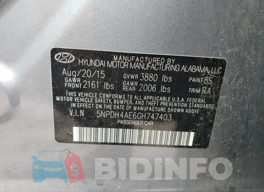 5NPDH4AE6GH747403 Photo# 12