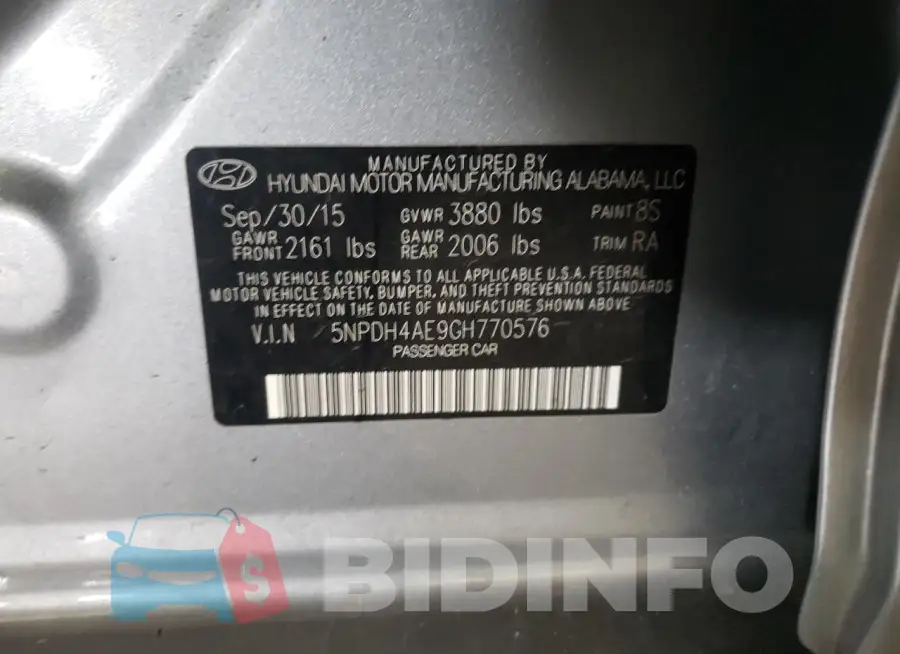 5NPDH4AE9GH770576 Photo# 12