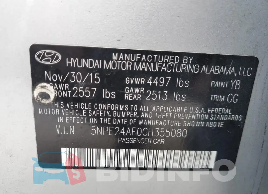 5NPE24AF0GH355080 Photo# 12