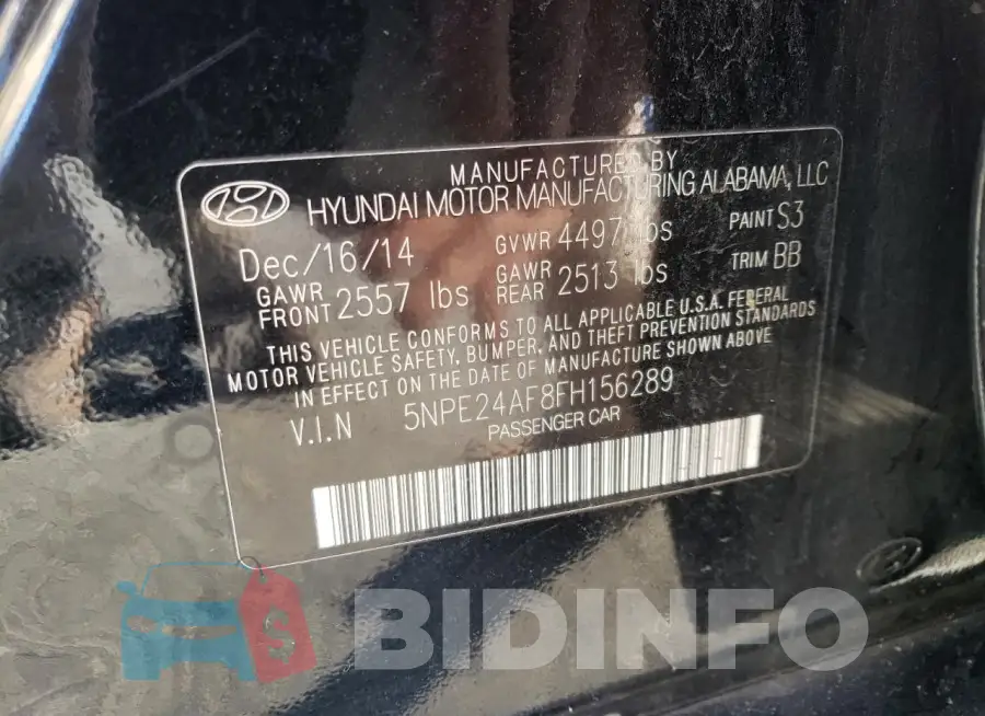 5NPE24AF8FH156289 Photo# 12