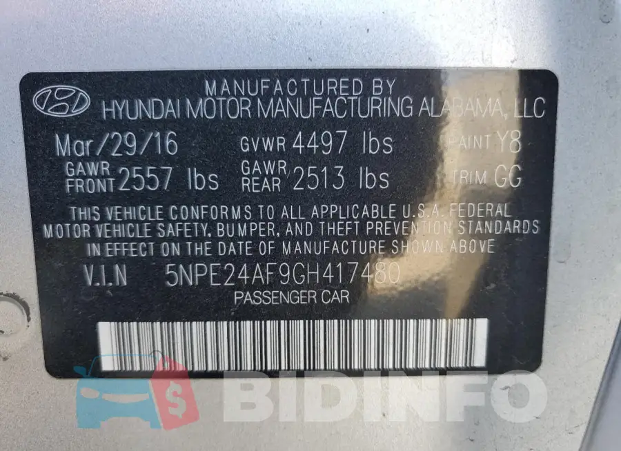 5NPE24AF9GH417480 Photo# 13