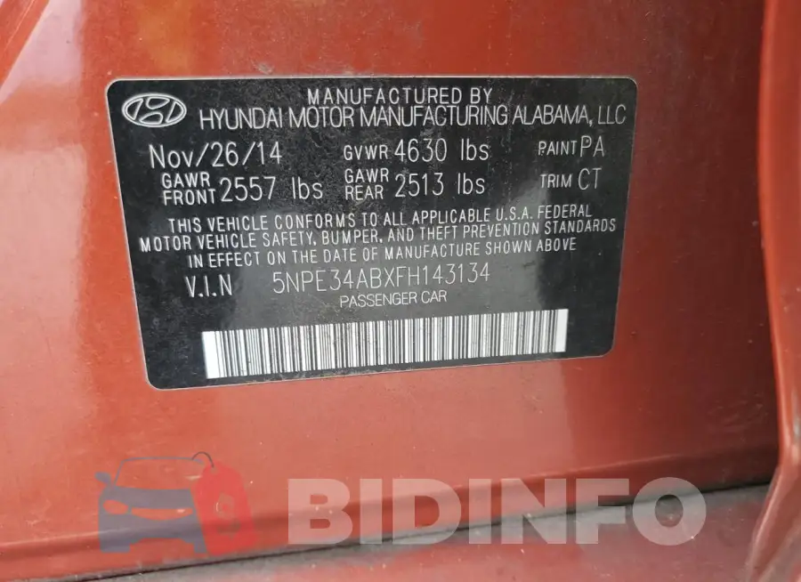 5NPE34ABXFH143134 Photo# 12