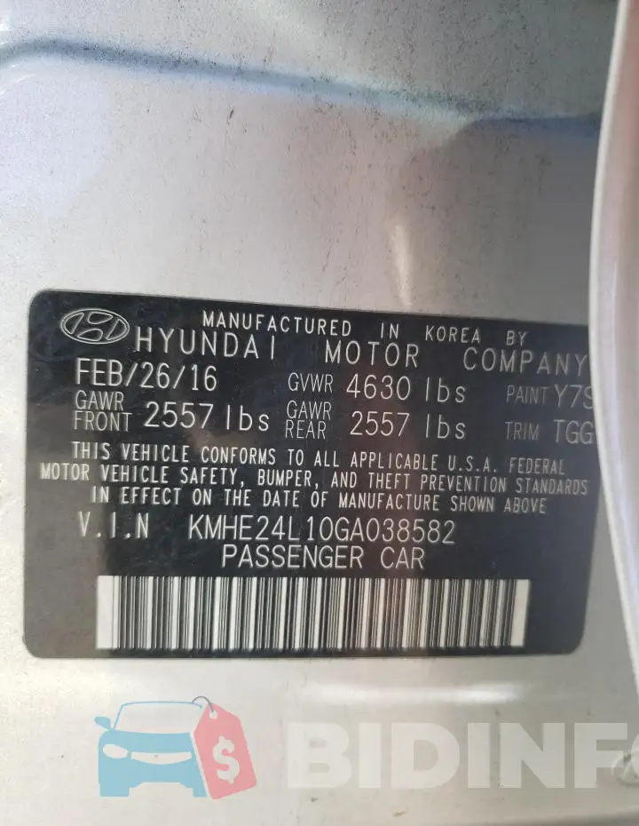 KMHE24L10GA038582 Photo# 12