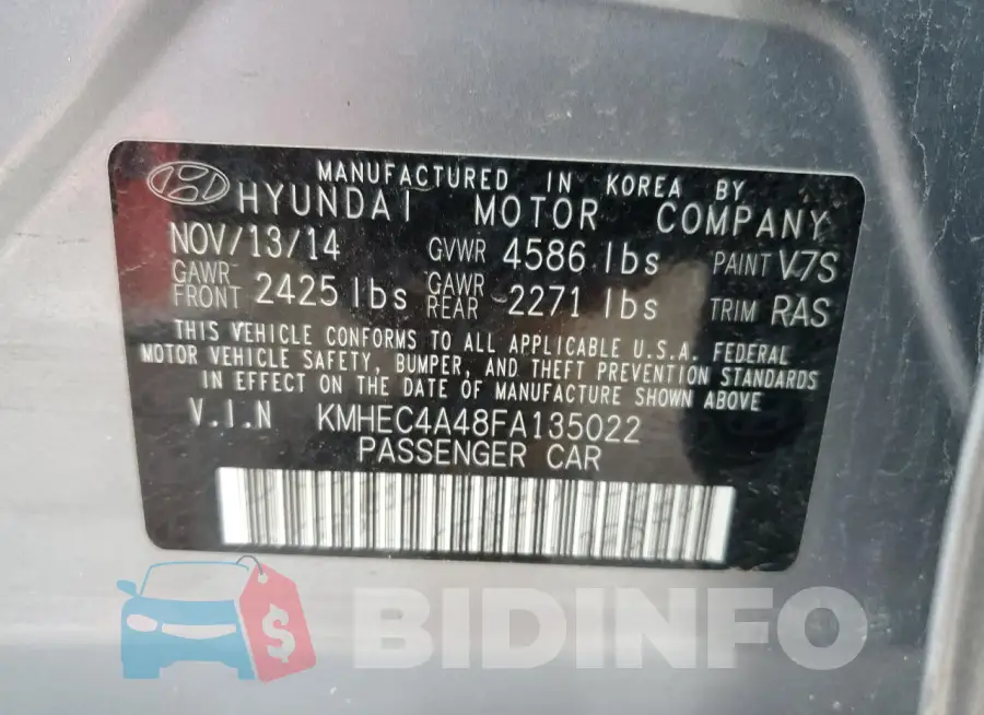 KMHEC4A48FA135022 Photo# 12