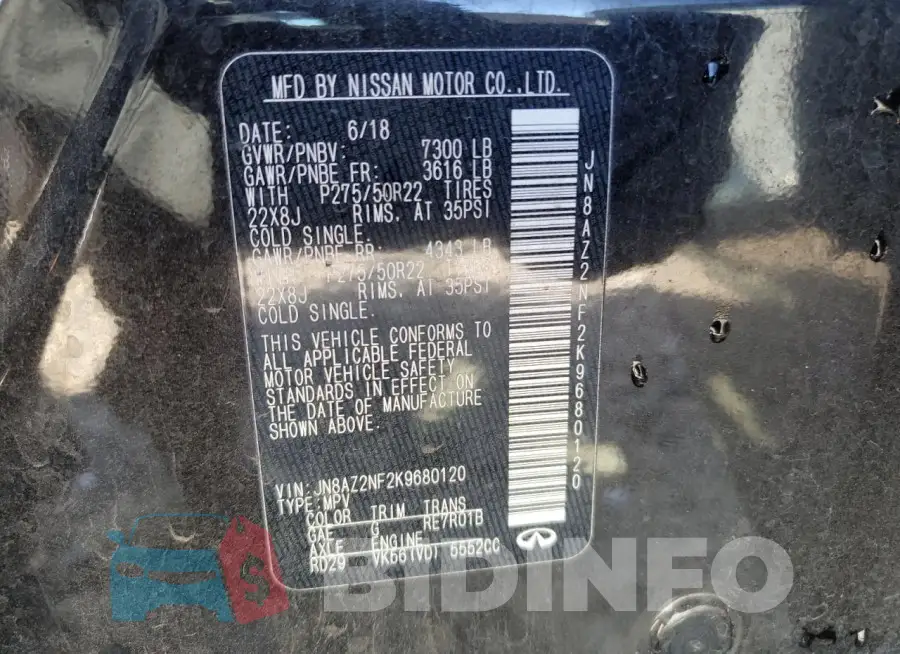 JN8AZ2NF2K9680120 Photo# 13