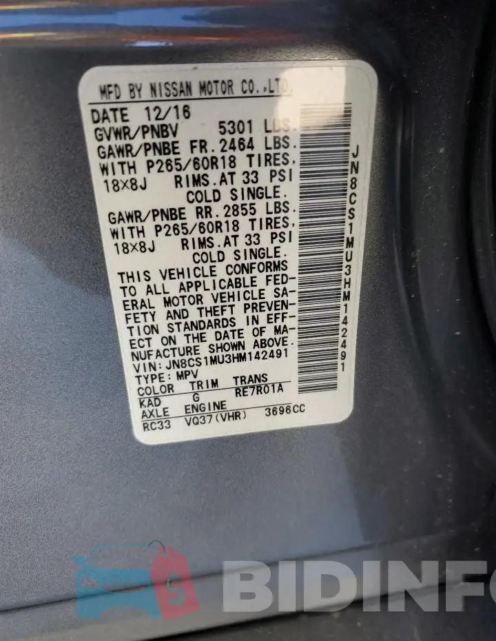 JN8CS1MU3HM142491 Photo# 13