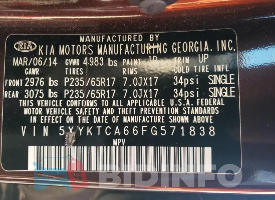 5XYKTCA66FG571838 Photo# 12