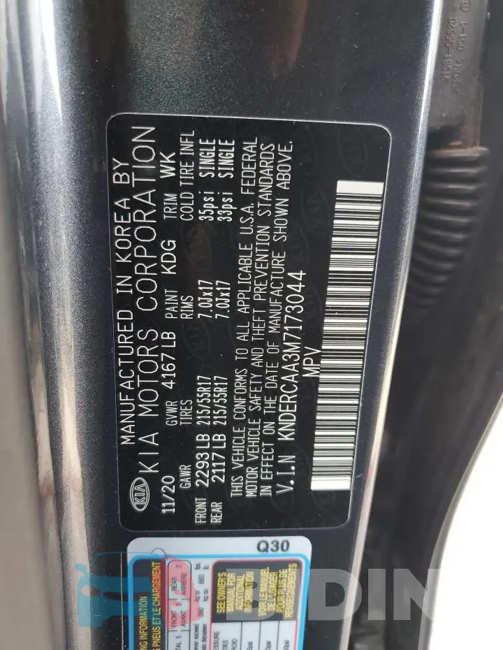 KNDERCAA3M7173044 Photo# 13