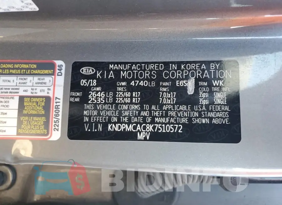 KNDPMCAC8K7510572 Photo# 12