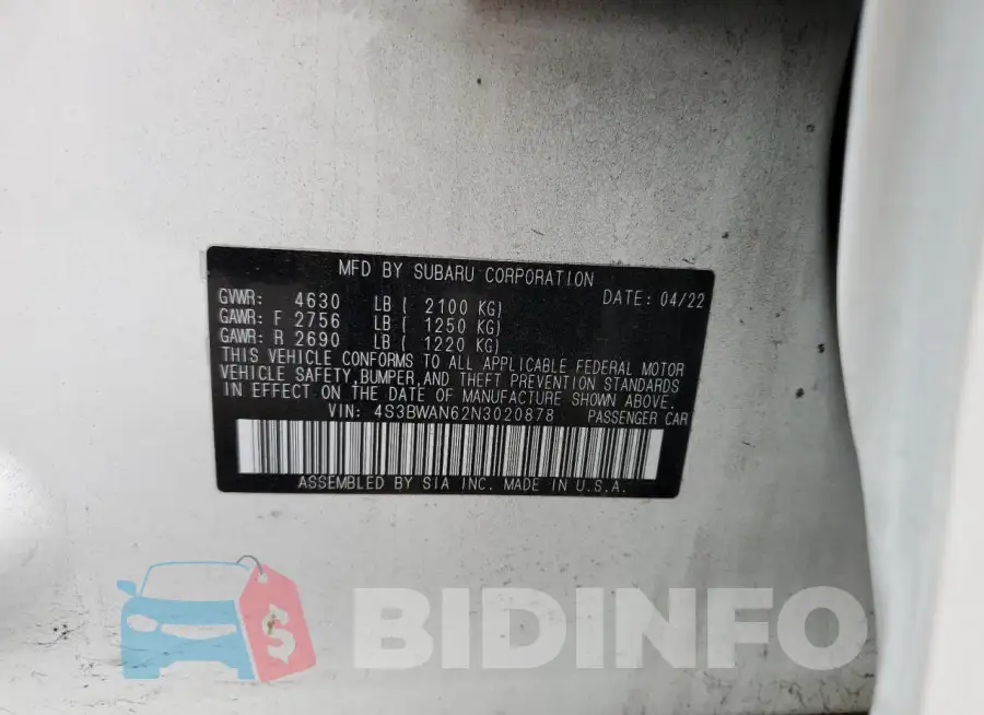4S3BWAN62N3020878 Photo# 12