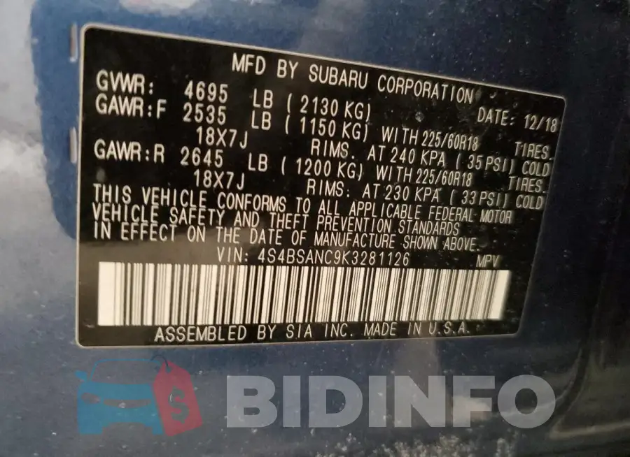 4S4BSANC9K3281126 Photo# 13