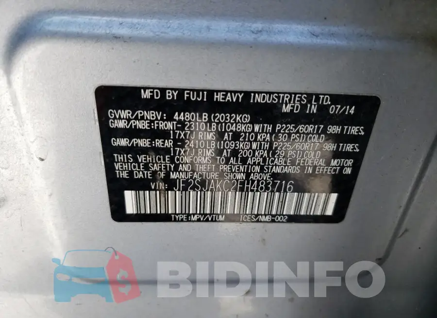 JF2SJAKC2FH483716 Photo# 12