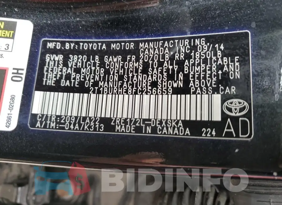 2T1BURHE8FC256659 Photo# 12