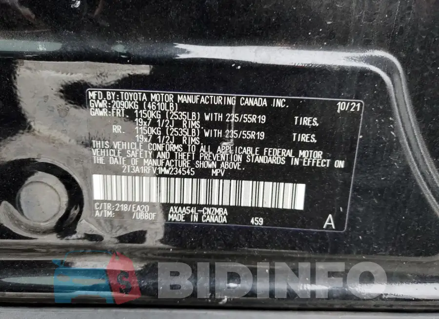 2T3A1RFV1MW234545 Photo# 13