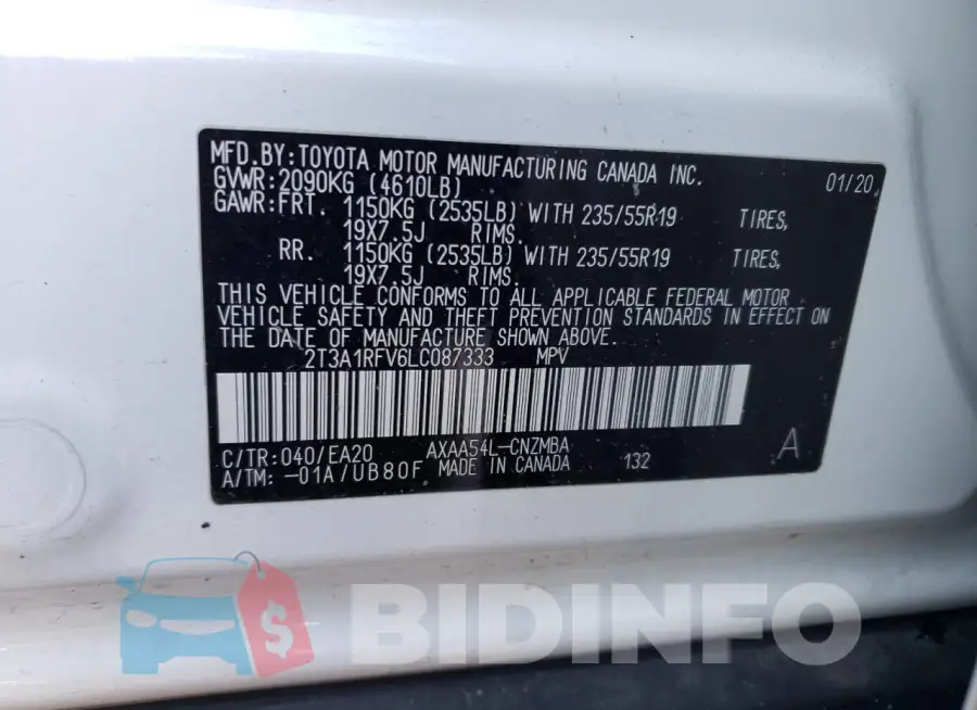 2T3A1RFV6LC087333 Photo# 12