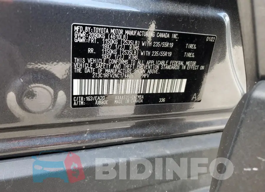 2T3C1RFV2NC174805 Photo# 12