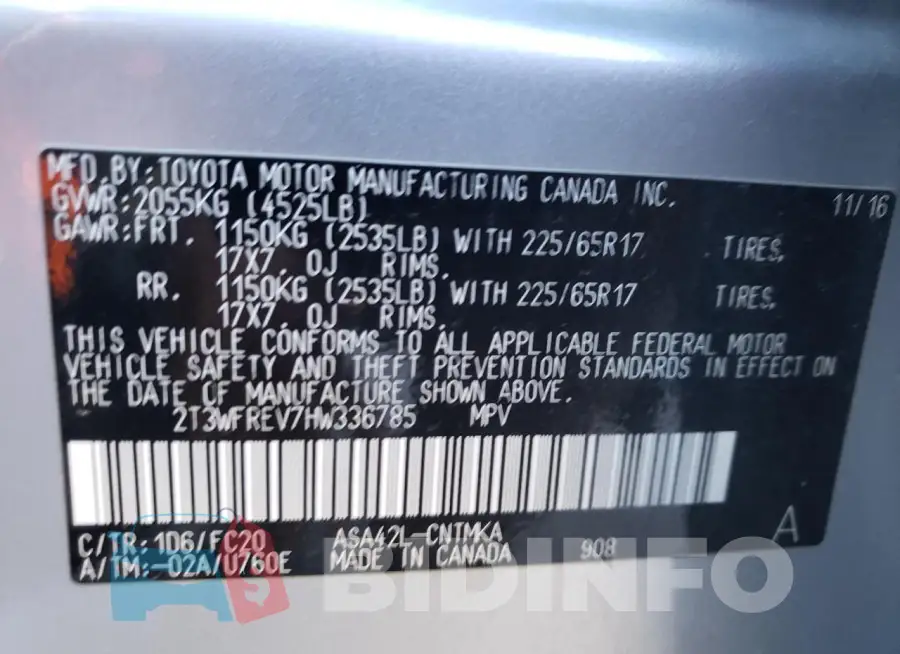 2T3WFREV7HW336785 Photo# 13