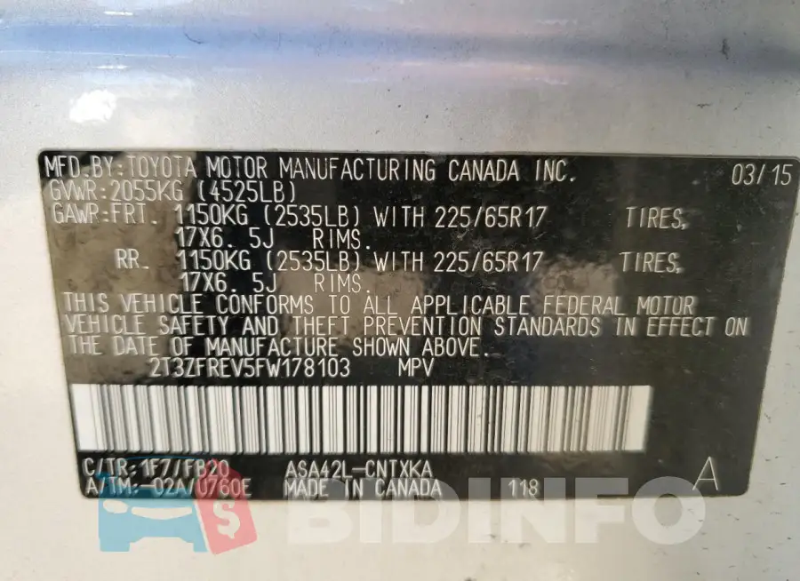 2T3ZFREV5FW178103 Photo# 13