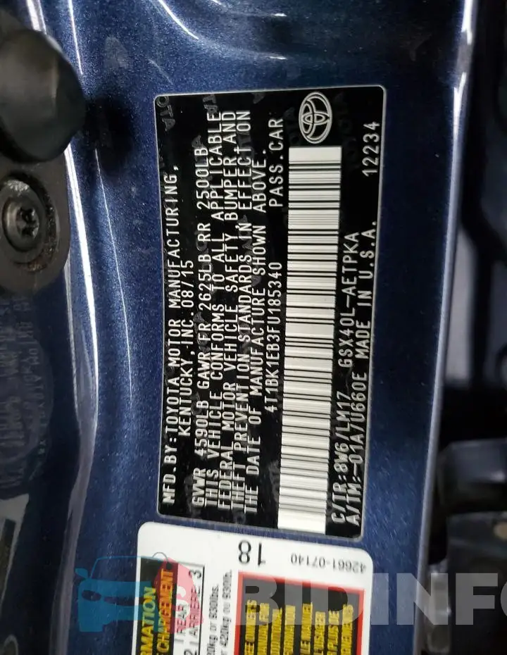 4T1BK1EB3FU185340 Photo# 12