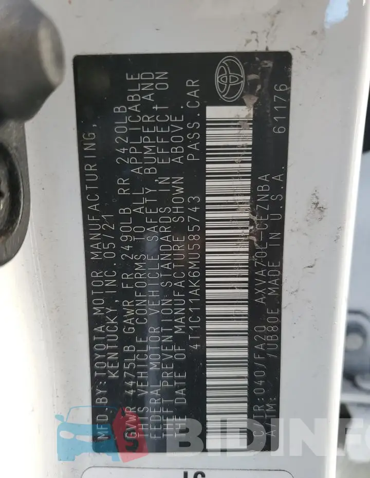 4T1C11AK6MU585743 Photo# 12