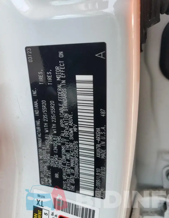 5TDXBRCH9PS582976 Photo# 12