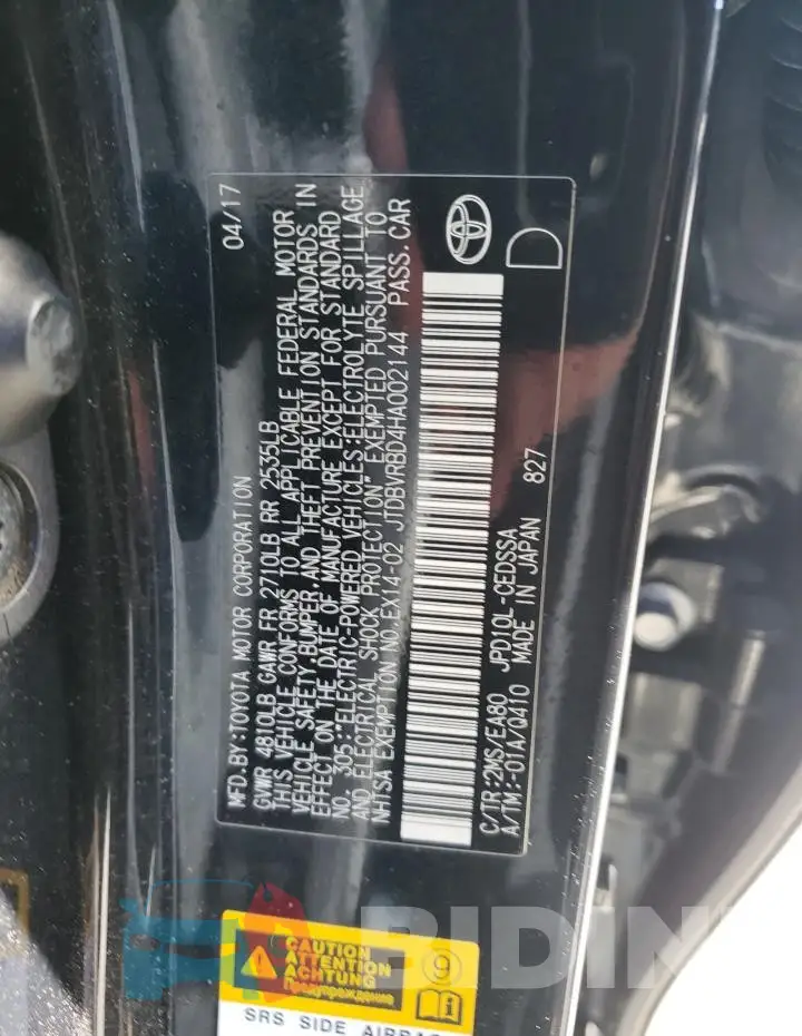 JTDBVRBD4HA002144 Photo# 13