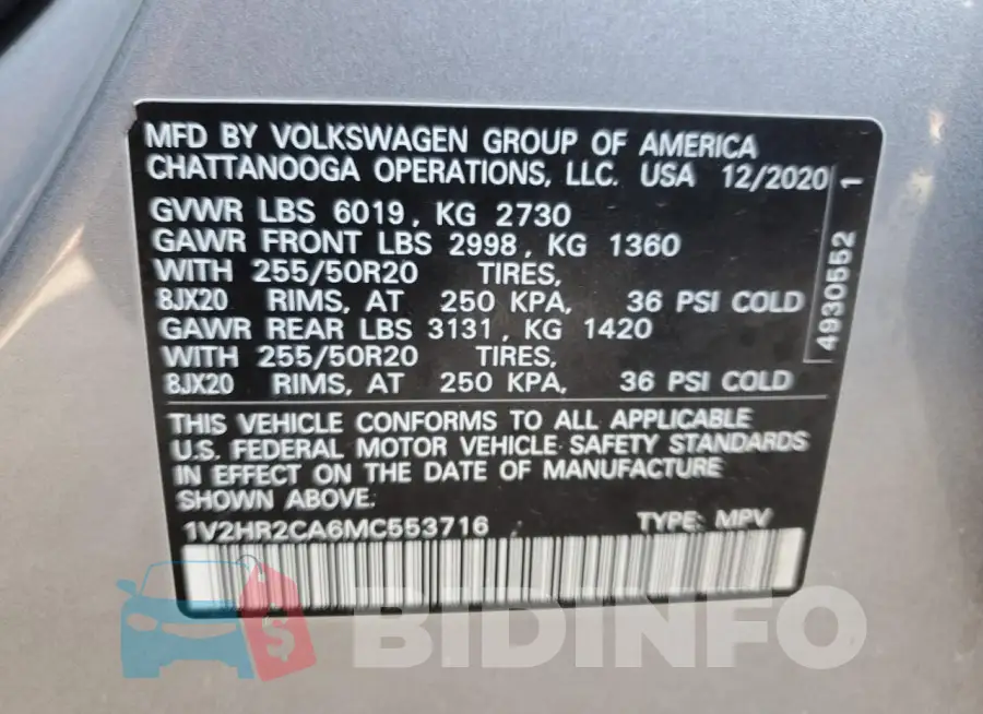 1V2HR2CA6MC553716 Photo# 13