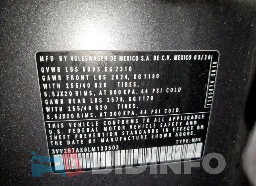 3VV2B7AX6LM133503 Photo# 13