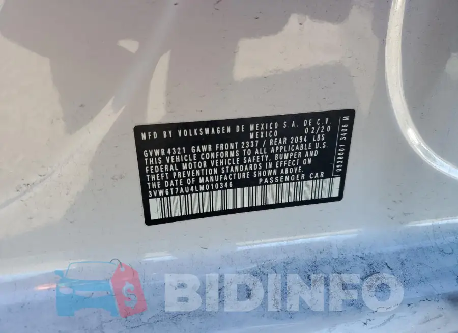 3VW6T7AU4LM010346 Photo# 13