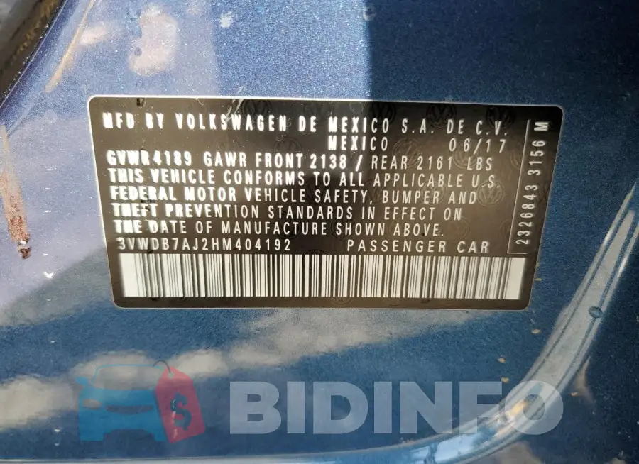 3VWDB7AJ2HM404192 Photo# 12