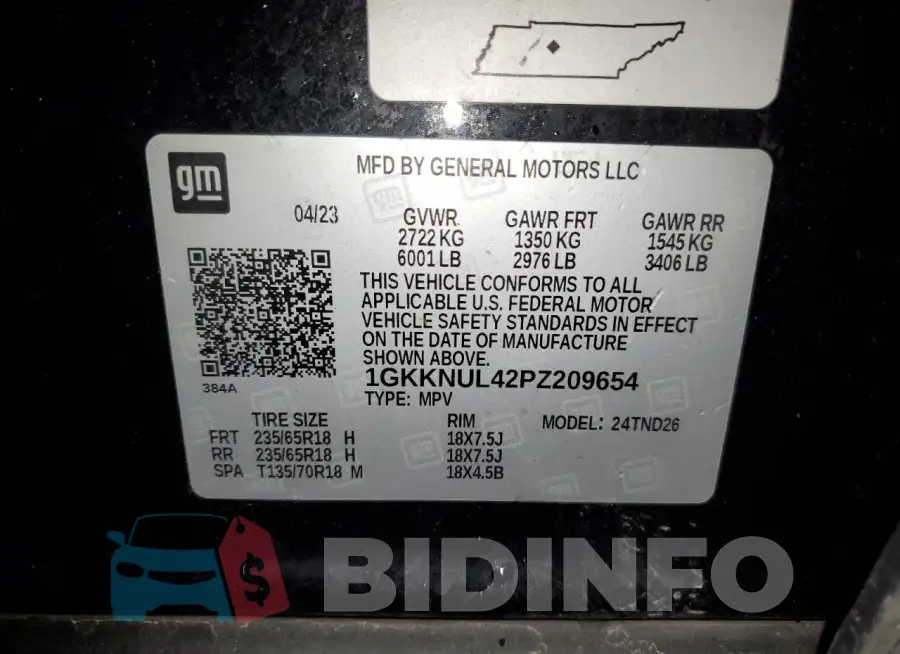 1GKKNUL42PZ209654 Photo# 13