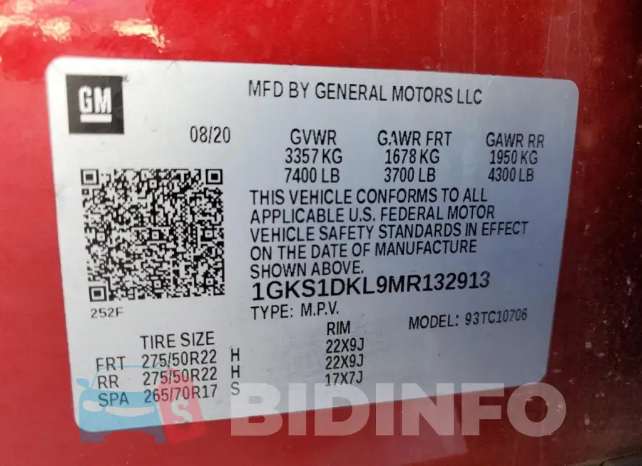 1GKS1DKL9MR132913 Photo# 13
