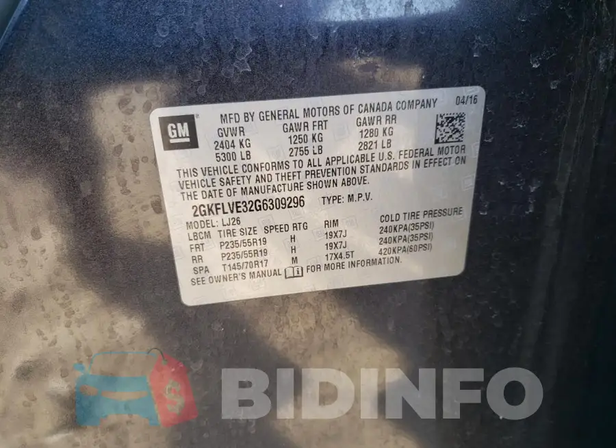 2GKFLVE32G6309296 Photo# 13