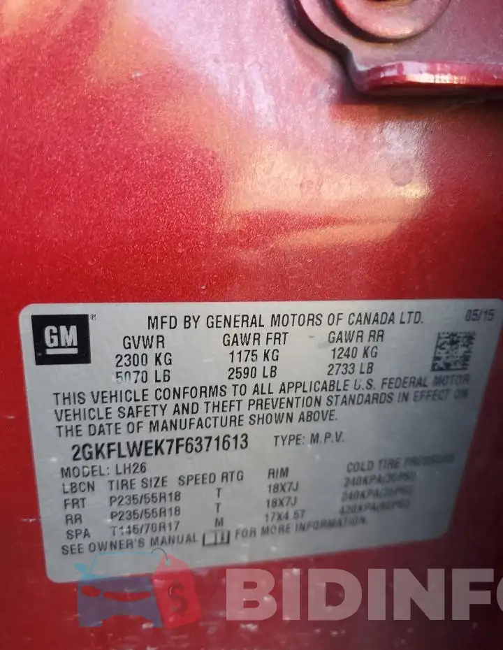 2GKFLWEK7F6371613 Photo# 12