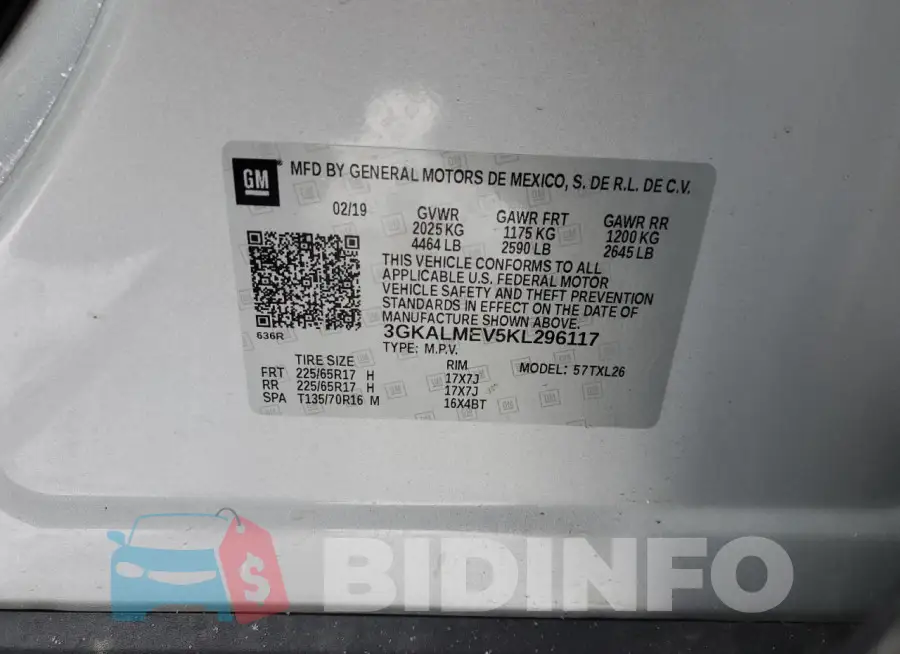 3GKALMEV5KL296117 Photo# 14
