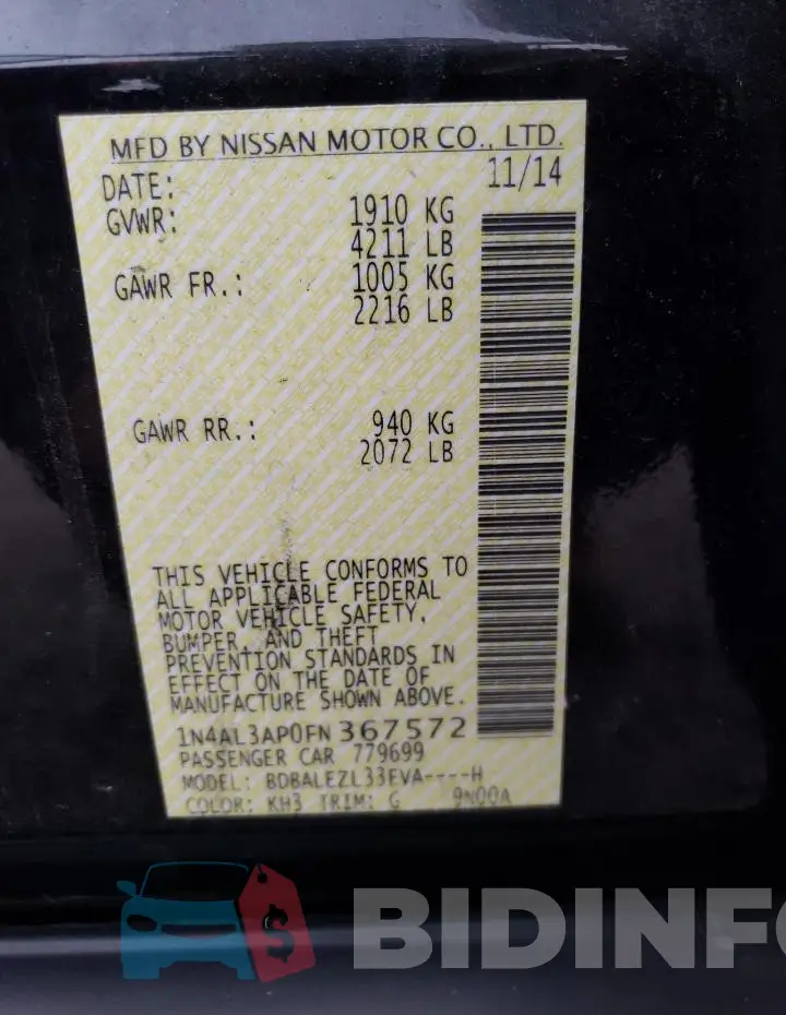 1N4AL3AP0FN367572 Photo# 12