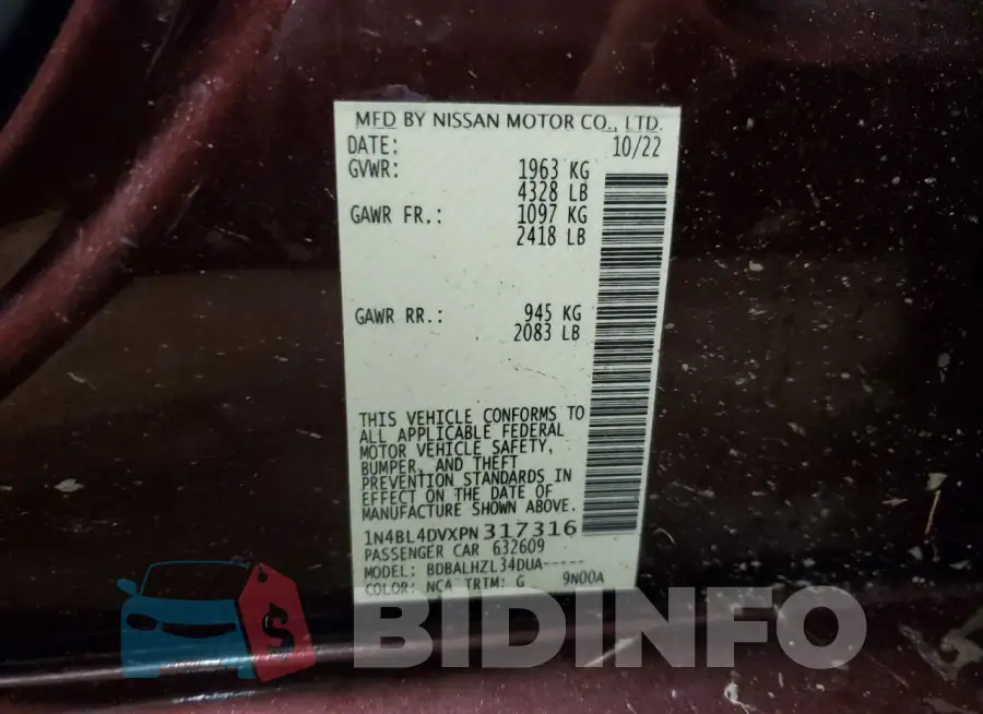 1N4BL4DVXPN317316 Photo# 12