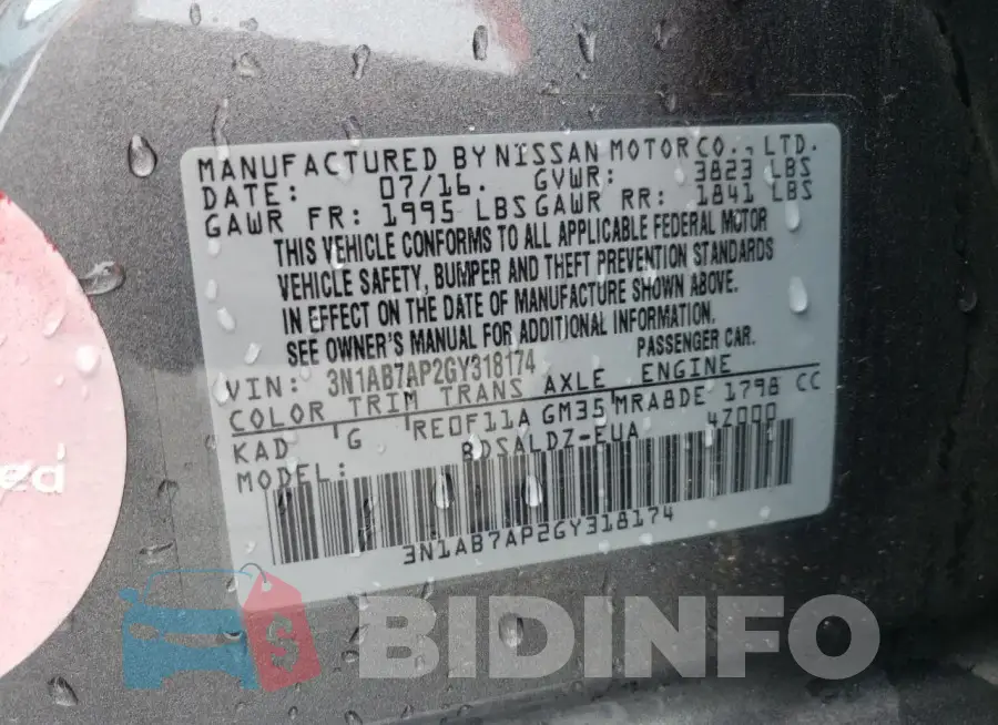 3N1AB7AP2GY318174 Photo# 12