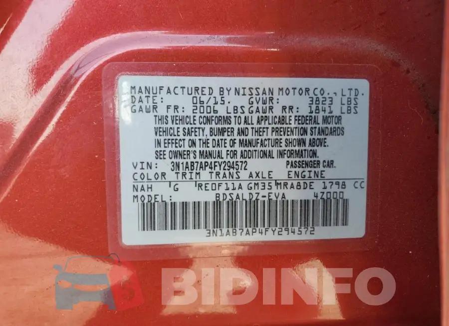 3N1AB7AP4FY294572 Photo# 13