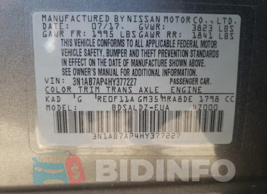 3N1AB7AP4HY377227 Photo# 12